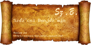 Szücsi Benjámin névjegykártya